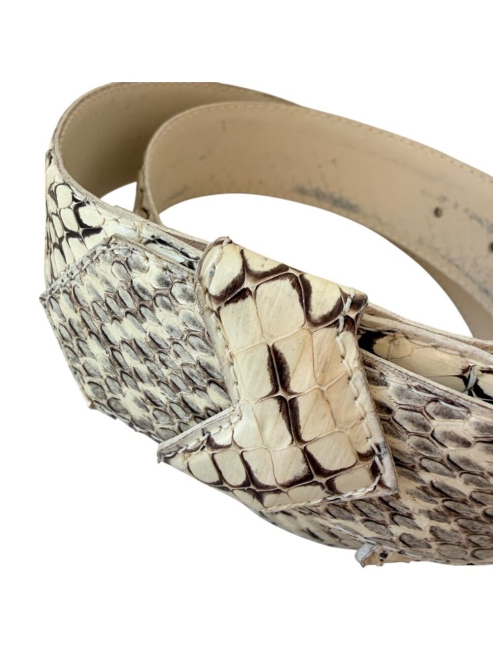 Ritz Snake Skin Belt With Gold-Tone Buckle M/L Size Cream & Black Pattern - Picture 4 of 9
